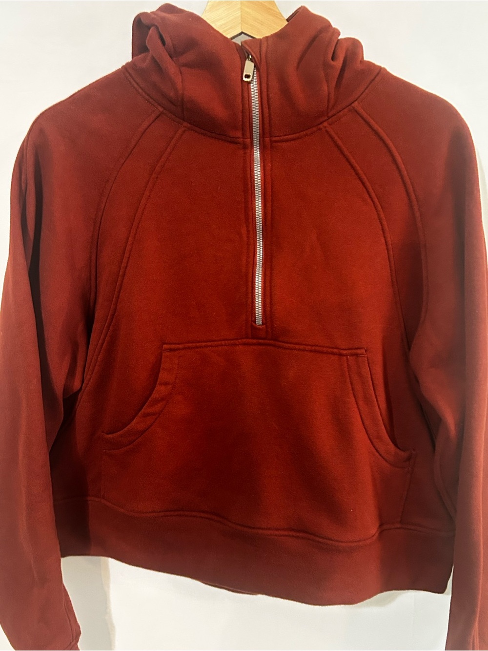 Rust Scuba Style Half Zip Hooded Sweatshirt Size L - Picture 4 of 7